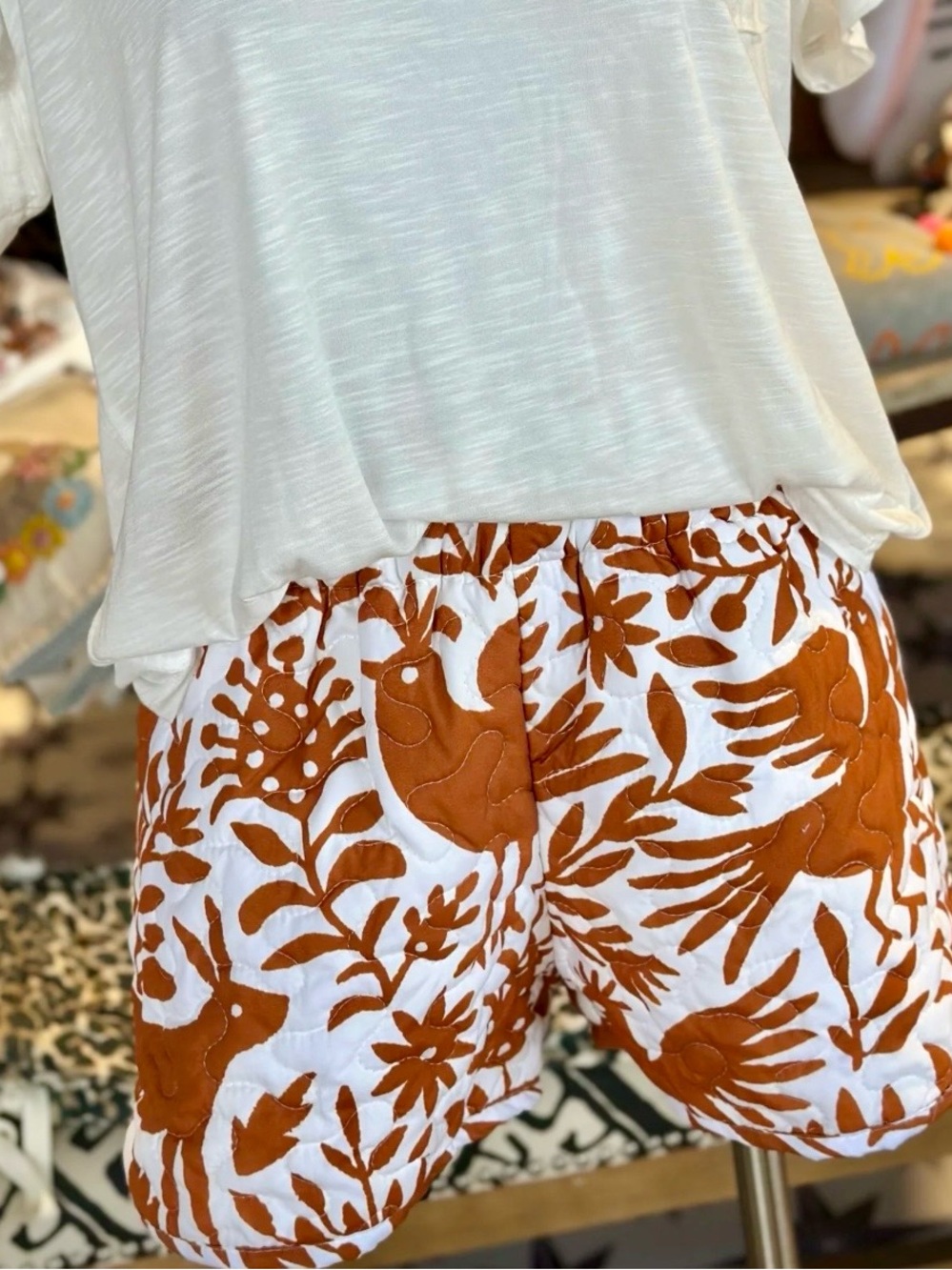 Quilted Floral Print Women’s Shorts